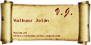 Valkusz Jolán névjegykártya